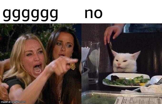 Woman Yelling At Cat | gggggg; no | image tagged in memes,woman yelling at cat | made w/ Imgflip meme maker
