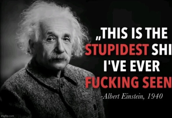 This is the stupidest shit I've ever fucking seen Einstein | image tagged in this is the stupidest shit i've ever fucking seen einstein | made w/ Imgflip meme maker