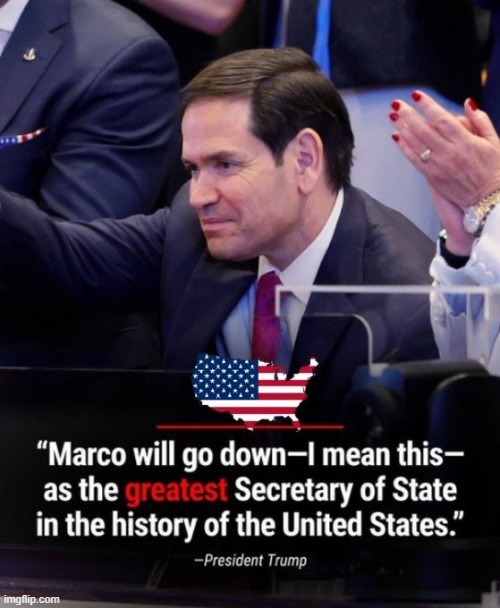 Standards of Excellence | image tagged in marco rubio,mission accomplished,djt,america,good job | made w/ Imgflip meme maker