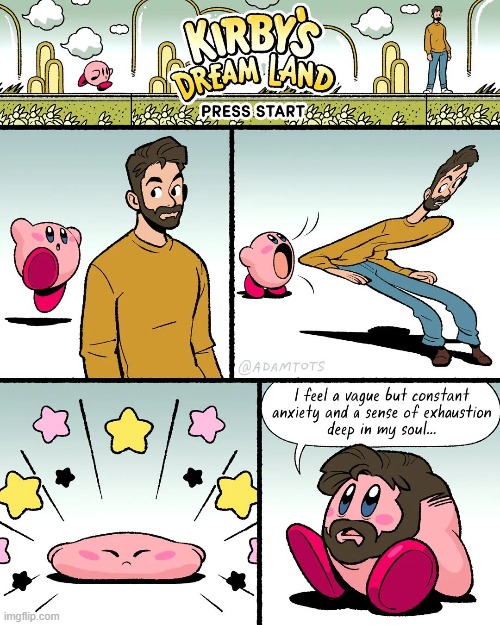 image tagged in kirby,eat,eating,adam,fusion,oof | made w/ Imgflip meme maker