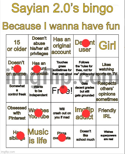Sayian 2.0’s Bingo | image tagged in sayian 2 0 s bingo | made w/ Imgflip meme maker