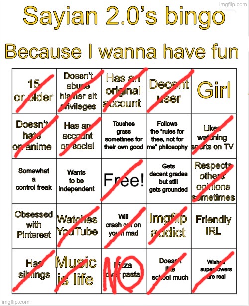 Sayian 2.0’s Bingo | image tagged in sayian 2 0 s bingo | made w/ Imgflip meme maker