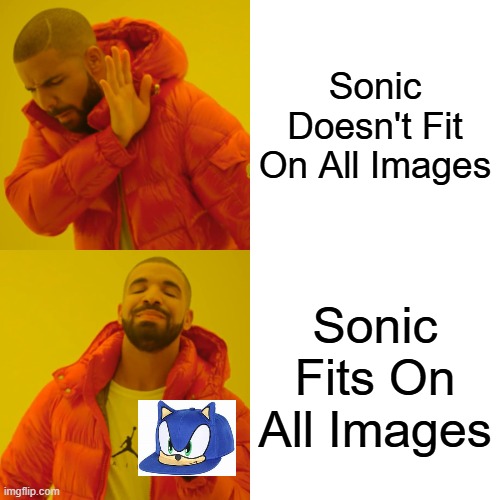 Day 1 of Random Memes | Sonic Doesn't Fit On All Images; Sonic Fits On All Images | image tagged in memes,drake hotline bling | made w/ Imgflip meme maker