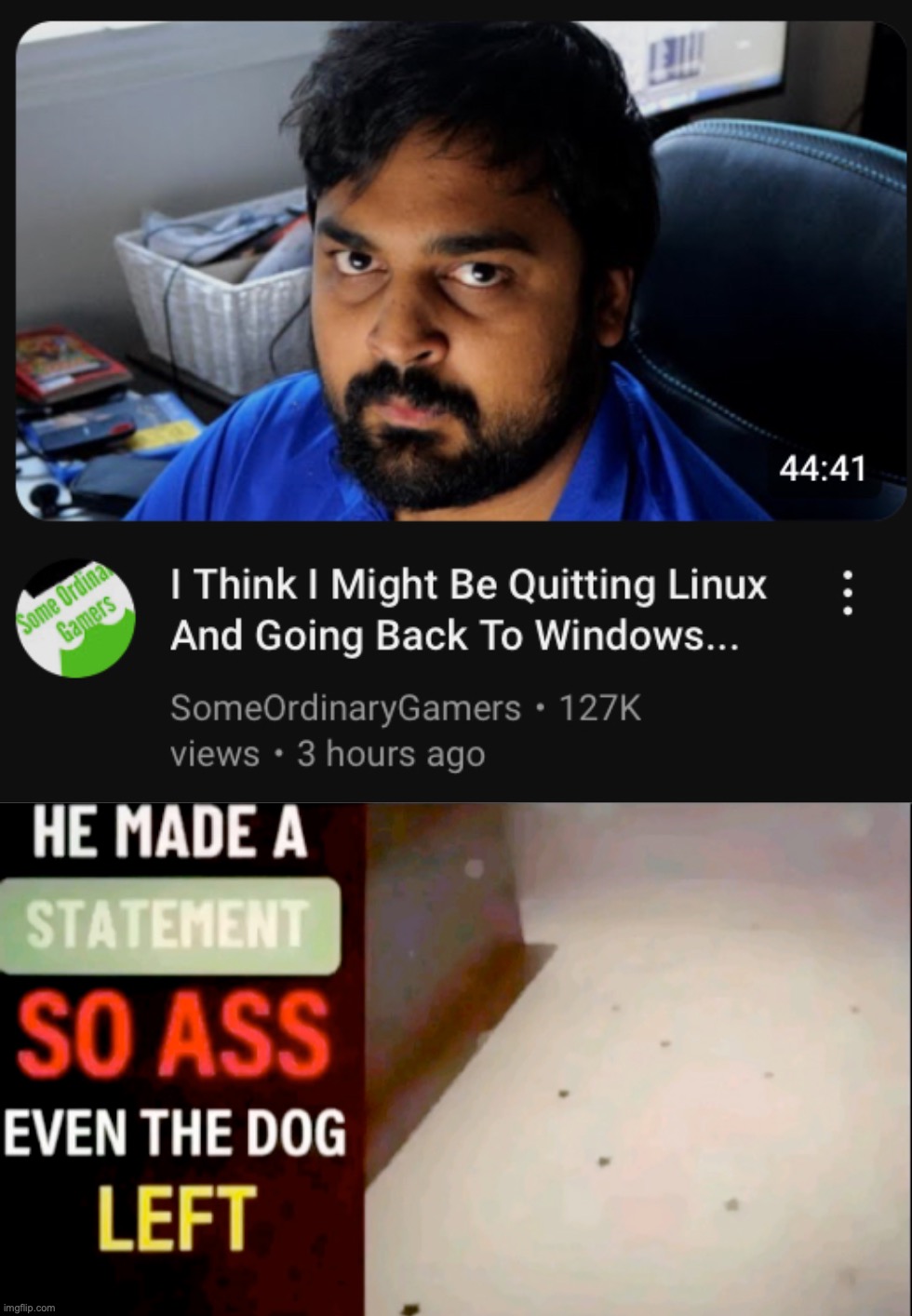 Old ahh screenshot ik | image tagged in he made a statement so ass even the dog left | made w/ Imgflip meme maker