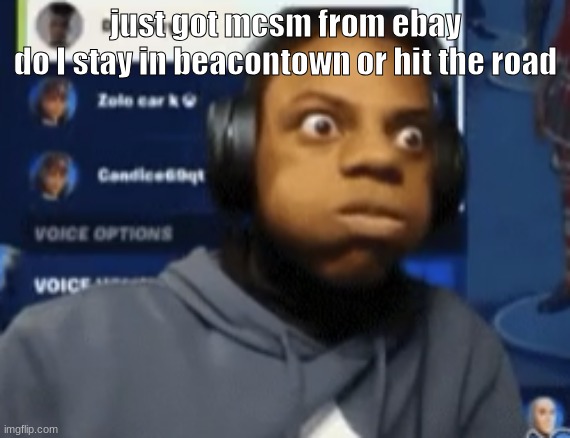 speed blowing | just got mcsm from ebay
do I stay in beacontown or hit the road | image tagged in speed blowing | made w/ Imgflip meme maker
