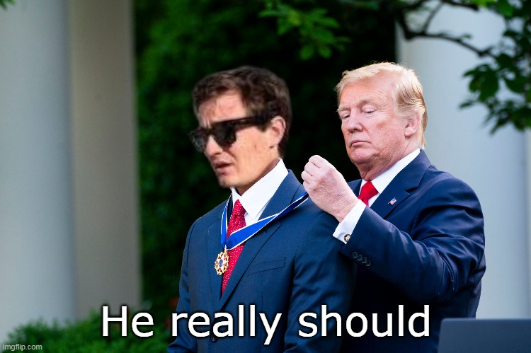 And DO call me Shirley | He really should | image tagged in trump nick shirley medal of freedom meme | made w/ Imgflip meme maker