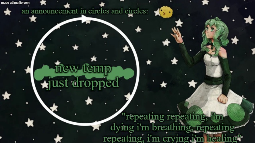 yes i'm obsessed with gumi | new temp just dropped | image tagged in dragnoc's circles announcement temp | made w/ Imgflip meme maker