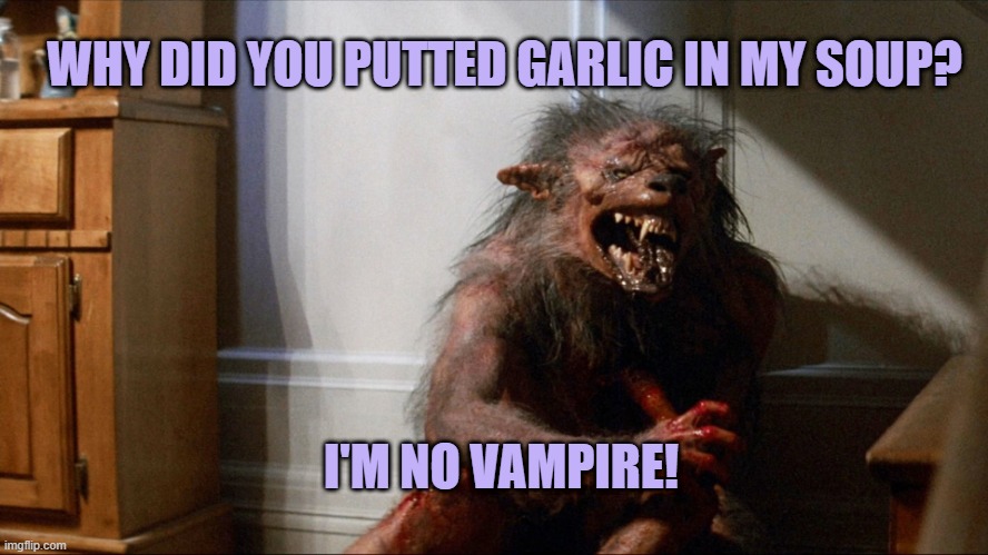 WHY DID YOU PUTTED GARLIC IN MY SOUP? I'M NO VAMPIRE! | made w/ Imgflip meme maker