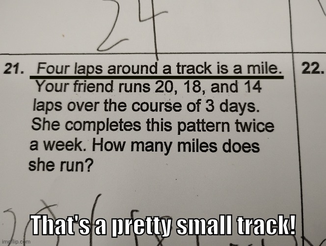 Llams | That's a pretty small track! | image tagged in small,math | made w/ Imgflip meme maker