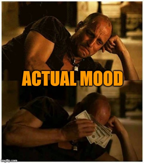 Money Tears | ACTUAL MOOD | image tagged in money tears | made w/ Imgflip meme maker