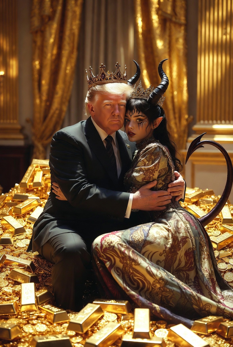 King Donald Trump Satan Mammon worship Blank Meme Template