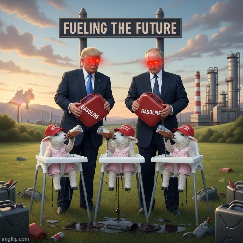 TRUMPUTIN FUELING THE FUTURE | image tagged in trump,putin,maga,gas,oil,war | made w/ Imgflip meme maker