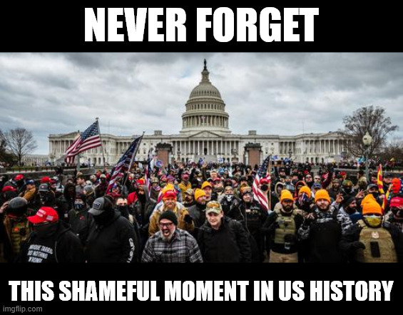 Jan 6th | NEVER FORGET; THIS SHAMEFUL MOMENT IN US HISTORY | image tagged in jan 6th | made w/ Imgflip meme maker
