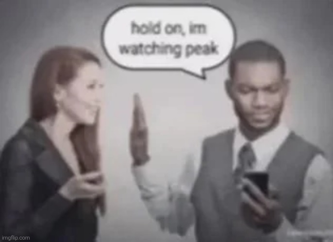 Hold on, I'm watching peak | image tagged in hold on i'm watching peak | made w/ Imgflip meme maker