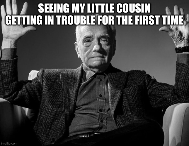 What a show | SEEING MY LITTLE COUSIN GETTING IN TROUBLE FOR THE FIRST TIME | image tagged in absolute cinema | made w/ Imgflip meme maker