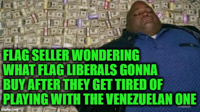 huell money | FLAG SELLER WONDERING WHAT FLAG LIBERALS GONNA BUY AFTER THEY GET TIRED OF PLAYING WITH THE VENEZUELAN ONE | image tagged in huell money,flag,venezuela,liberals,outrage | made w/ Imgflip meme maker