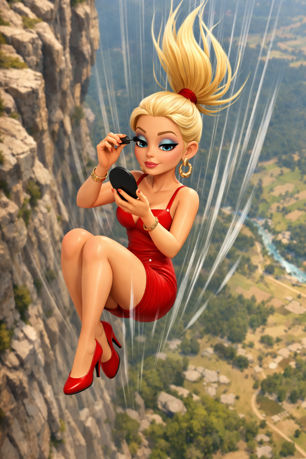 falling glam girl Blank Meme Template