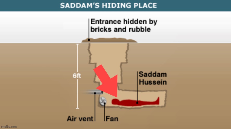 Saddam's Hiding Place | image tagged in saddam's hiding place | made w/ Imgflip meme maker
