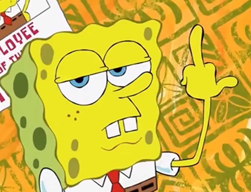 spongebob middle finger Blank Meme Template