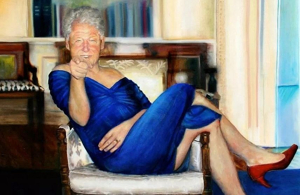 Epstein's Oil Painting Of Bill Clinton In Blue Dress Blank Meme Template
