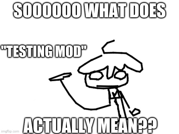 who unfeatured ts | SOOOOOO WHAT DOES; "TESTING MOD"; ACTUALLY MEAN?? | image tagged in kill yourself | made w/ Imgflip meme maker