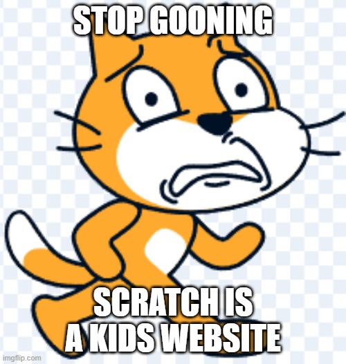Scratch is a kids website | STOP GOONING; SCRATCH IS A KIDS WEBSITE | image tagged in scratch | made w/ Imgflip meme maker