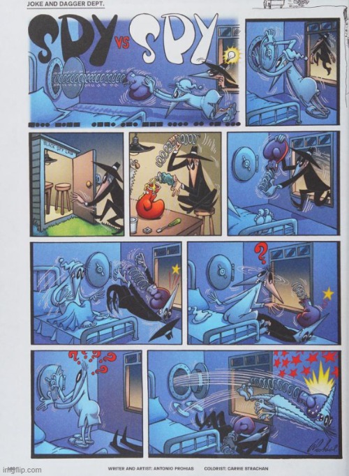 image tagged in spy vs spy,vault,boxing glove,spring,glue,trick | made w/ Imgflip meme maker