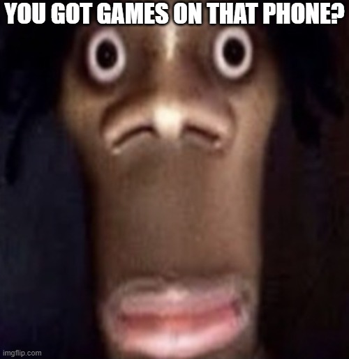 You got games on the phone?? | YOU GOT GAMES ON THAT PHONE? | image tagged in quandale dingle | made w/ Imgflip meme maker