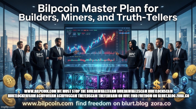 WWW.BILPCOIN.COM WE MUST STOP THE BUILDAWHALEFARM BUILDAWHALESCAM HURTLOCKSCAM HURTLOCKERFARM ACIDYOFARM ACIDYOSCAM THEFEDSCAM THEFEDFARM ON HIVE FIND FREEDOM ON BLURT.BLOG ZORA.CO | made w/ Imgflip meme maker