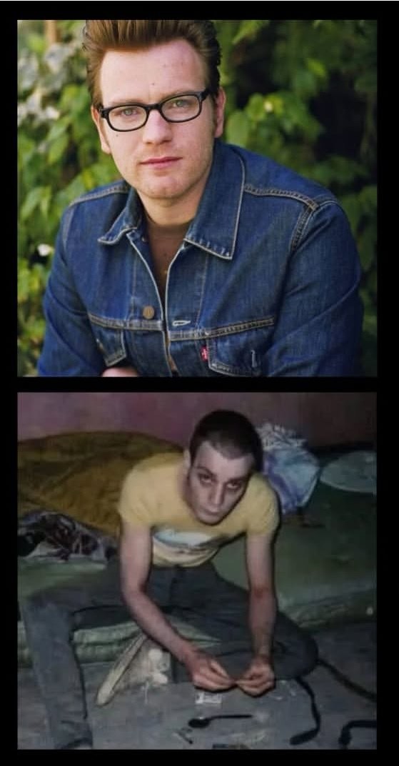 Ewan McGregor Reading or Trainspotting Blank Meme Template