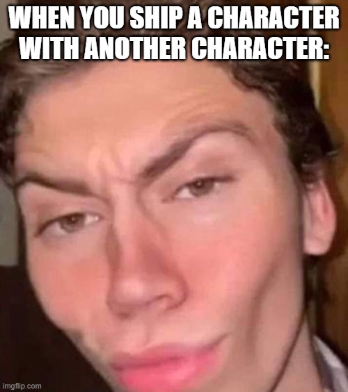 shipping a Character with another Character | WHEN YOU SHIP A CHARACTER WITH ANOTHER CHARACTER: | image tagged in rizz | made w/ Imgflip meme maker