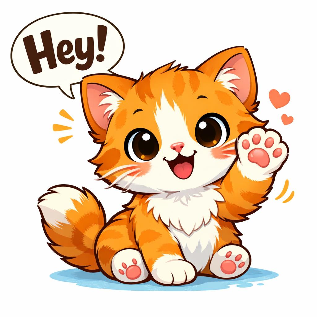 Cute kitten saying hey Blank Meme Template