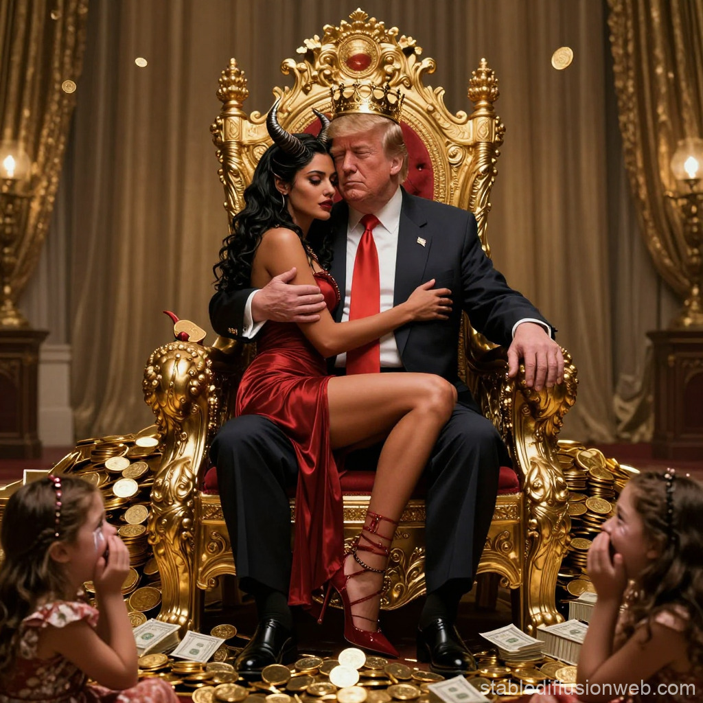 King Donald Trump Satan Mammon worship girl sex slaves Blank Meme Template