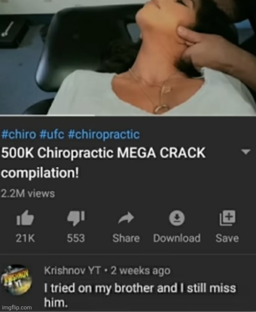 image tagged in comments,cursed,neck,crack,brothers,killing | made w/ Imgflip meme maker