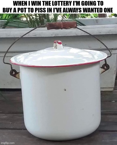 When I Win The Lottery I'm Going To Buy A Pot To Piss In | WHEN I WIN THE LOTTERY I'M GOING TO BUY A POT TO PISS IN I'VE ALWAYS WANTED ONE | image tagged in chrisjoines1 | made w/ Imgflip meme maker