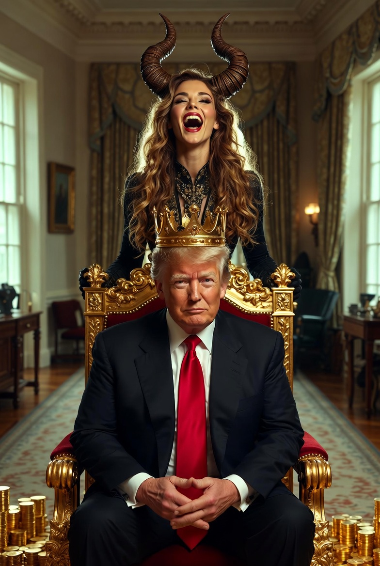 King Donald Trump Satan Mammon worship Blank Meme Template