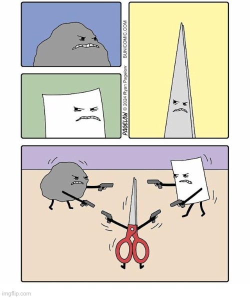 Rock, paper, scissors battle | image tagged in rock paper scissors,rock,paper,scissors,comics,comics/cartoons | made w/ Imgflip meme maker