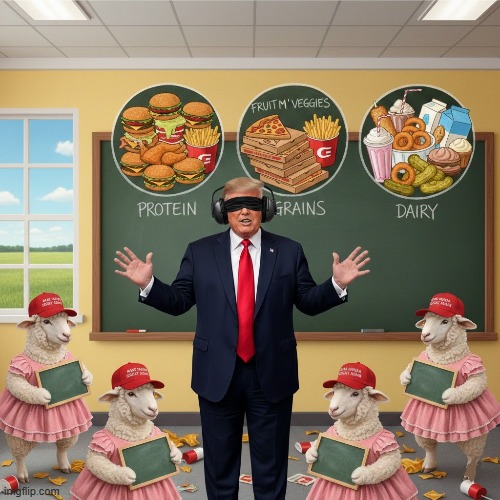 FOOD PYRAMID SCHEME | image tagged in trump,maga,food pyramid,pyramid scheme,junk food,fast food | made w/ Imgflip meme maker