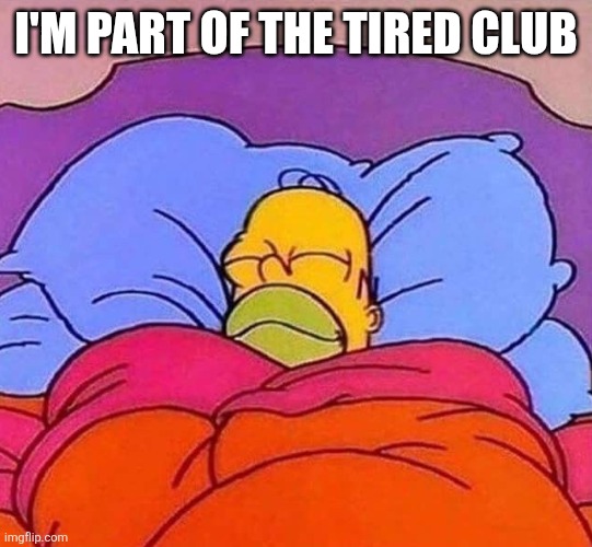 Tired | I'M PART OF THE TIRED CLUB | image tagged in homer simpson sleeping peacefully,funny memes | made w/ Imgflip meme maker