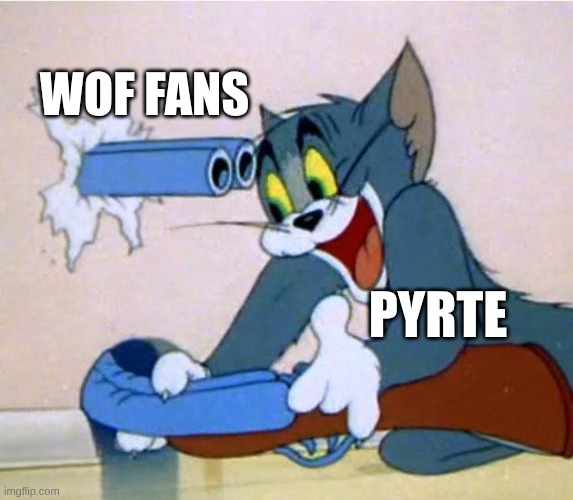 join my stream called woffans | WOF FANS; PYRTE | image tagged in tom and jerry gun | made w/ Imgflip meme maker
