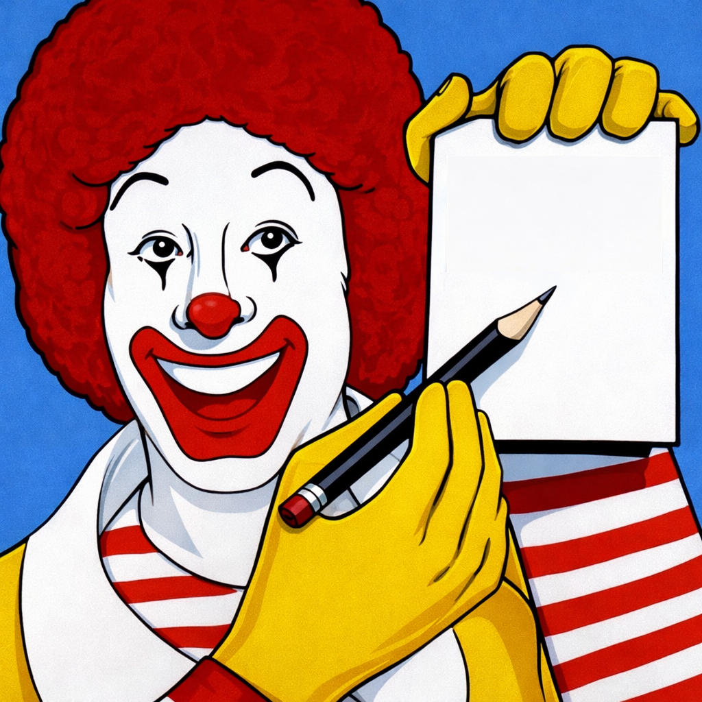 Ronald McDonald Notepad Blank Meme Template