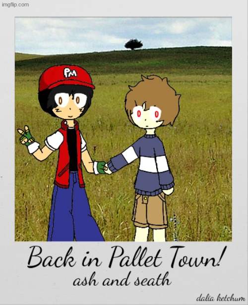 a pokémon AU where ash after years of work returned to pallet town w/ all his friends and his childhood friend waited [AU name] | image tagged in pokemon the journey home | made w/ Imgflip meme maker