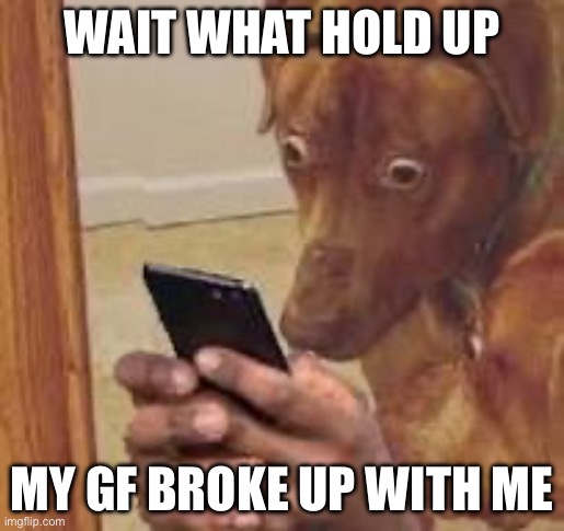 POV | WAIT WHAT HOLD UP; MY GF BROKE UP WITH ME | image tagged in oh no | made w/ Imgflip meme maker