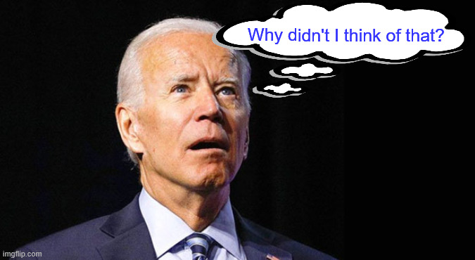 Confused joe biden | Why didn't I think of that? | image tagged in confused joe biden | made w/ Imgflip meme maker