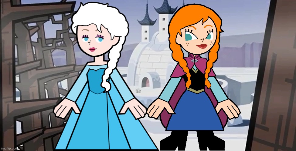 Elsa and Anna in Hero 108 Style | image tagged in dog castle location,hero 108,frozen,elsa,anna,disney princess | made w/ Imgflip meme maker