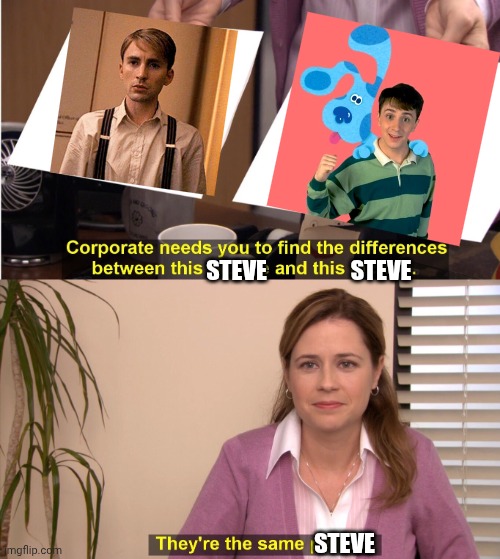 They're The Same Picture Meme | STEVE; STEVE; STEVE | image tagged in memes,they're the same picture | made w/ Imgflip meme maker