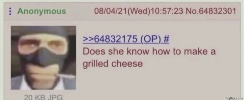 Does she know how to make a grilled cheese | image tagged in does she know how to make a grilled cheese | made w/ Imgflip meme maker