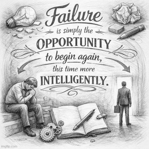 Failure is simply the opportunity to begin again, this time more intelligently. | image tagged in funny | made w/ Imgflip meme maker