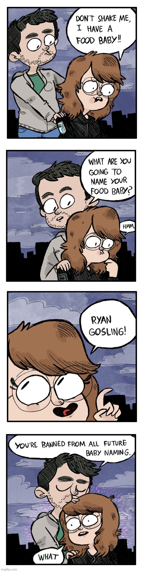 image tagged in stomach ache,food,baby,name,ryan gosling,banned | made w/ Imgflip meme maker