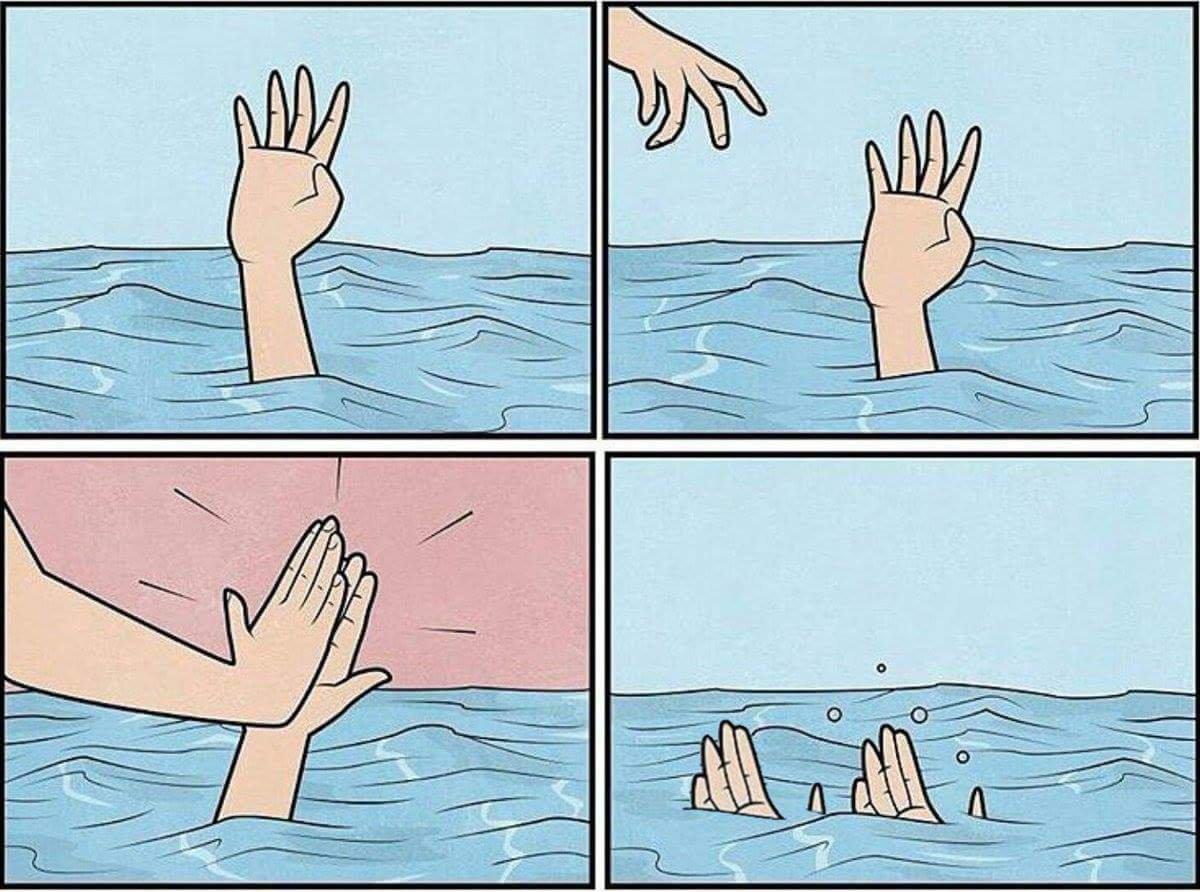 hi-five drowning both Blank Meme Template